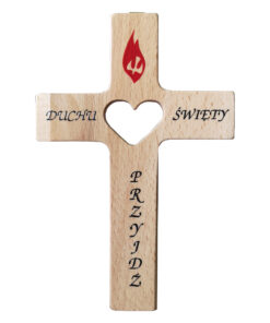 Krzyż drewniany z sercem bierzmowanie