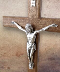 Alternative view of Krzyż drewniany wiszący z drewna egzotycznego - metalowy korpus